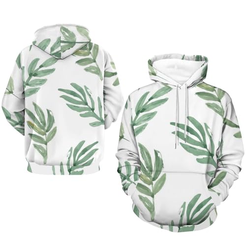 Sweats à capuche pull manche longue motif feuille verte taille S