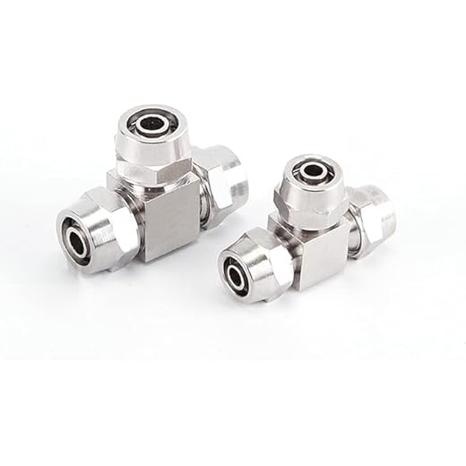 T Shape Quick Tight Connector Tee Copper Nickel Plated Pneumatic Fitting 6mm 1 Pcs for Air Water Tube