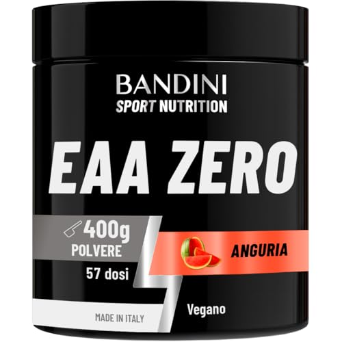 Bandini® EAA 400 g Powder - Con 9 Amminoacidi Essenziali Fermentati e Ramificati BCAA 2:1:1 - Essential AMINO in Polvere - Recupero Muscolare - Intra Pre Post Workout - EAAs 100% Vegan Gusto Anguria