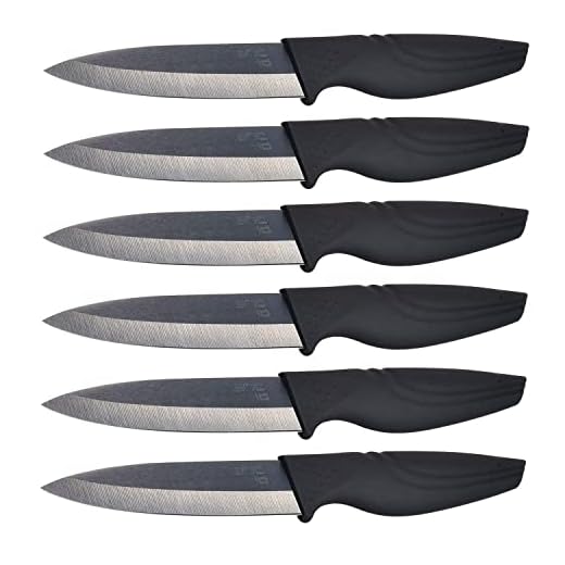 NANO ID Steak Knives Set of 6 Extremely Sharp Kitchen Ceramic Black Blade Knife