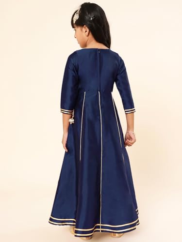 Image of A.T.U.N. (ALL THINGS UBER NICE) Girls Woven Design Gota Jacket Maxi Anarkali Gown