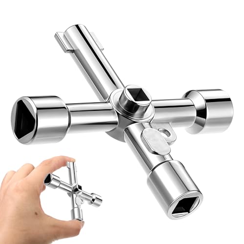 Giantree Llave triangular, multifuncional 5 en 1, llave de armario multifunción, llave universal, llave cruzada para postes de cierre, caja de medidor de agua eléctrica
