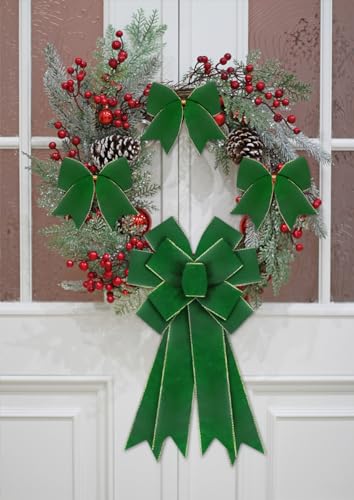 Ruban de Noël vert pour emballage cadeau de luxe avec bords métalliques