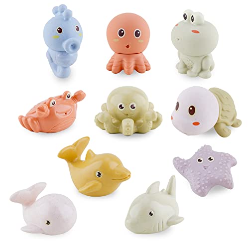 Mold Free Bath Toys For Infants 6-12 Months - 10Pcs Bath Squirt Toys Silicone Ocean Animals Bathtub Float Toy For Water Play Kids Preschool Education Toy Learning Skills For Bathroom #TOP3