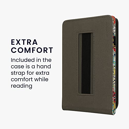 kwmobile Hülle kompatibel mit Kobo Clara 2E / Tolino Shine 4 Hülle - Case mit Schlaufe und Ständer - Marokkanische Fliesen bunt Blau Rot Hellbraun