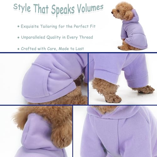 Winter Dog Hoodie with Pockets - Solid Color Polycotton Sweatshirt for Small, Medium, and Large Dogs - Soft, Warm, Cozy Pet Clothing for Cold Weather - Ideal for Outdoor Walks.Cyan Cyan Blue-S - Image 4