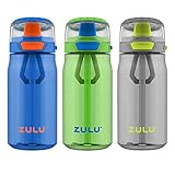 ZULU 3 Tritan Water Bottles Flex 3 Pack Gray,Black,Green 16 OZ