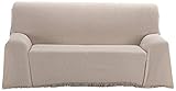 Fabricado en España BENEDETTAHOME Colcha Foulard Multiusos Adriana para sofá y para Cama, Algodón-Poliéster 230x260cm. Crudo-Beige.