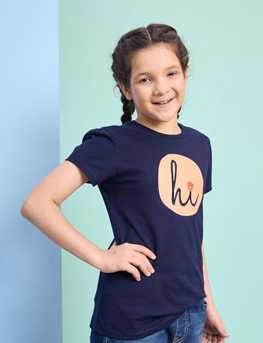 Image of Amazon Brand - Symbol Girls 100% Cotton Graphic Printed Half Sleeves Regular fit T-Shirt