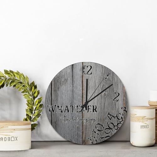 Horloge murale en bois Whatever I'm Late Anyways 38 cm pour salon