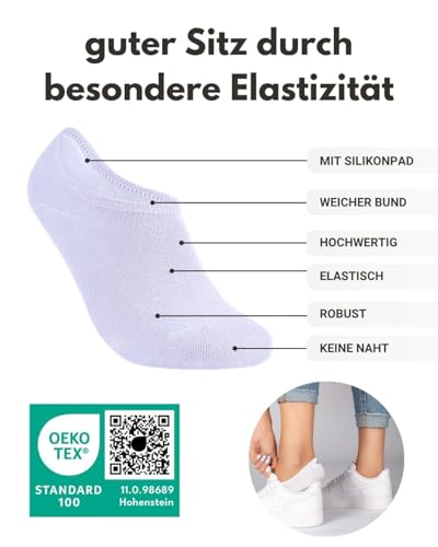 Foto von 10 Paar Füßlinge Damen No Show Sneaker Socken Baumwolle Schwarz/Weiß 35-38 (16805)