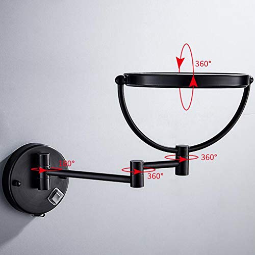 Miroir de courtoisie LED extensible et mural en bronze pour maquillage chic - 4