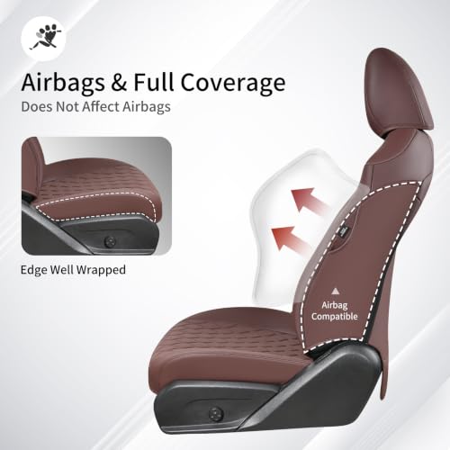 Image of Huidasource Custom Fit RAV4 (Gas Only) Front Seat Covers, Coffee Waterproof Faux Leather Full-Coverage for 2019-2024 Toyota RAV4 LE /XLE & XLE Premium /Limited (Does Not Fit Adventure and TRD Off-Road)