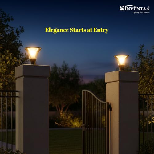 Image of INVENTAA Prisma 12W LED 3-in-1 Color (Warm, Neutral, Cool) Light for Home Gate | Rustproof Gate Lamps for Outdoor Compound, Garden, Patio Piller Lights Gate Lights for Outdoor Waterproof