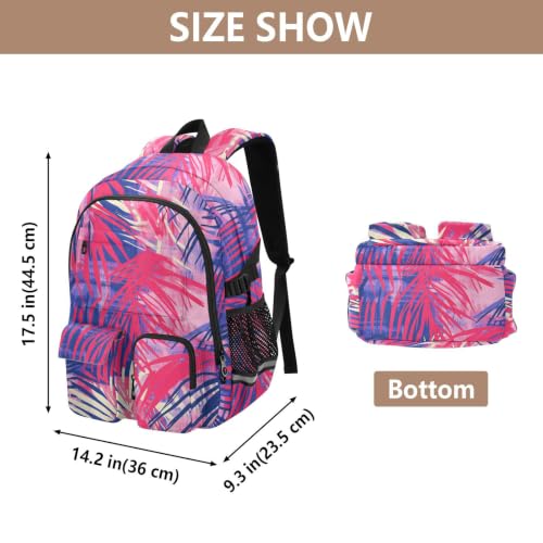 Mochila para laptop con diseño de hojas tropicales rojas para chicas 3