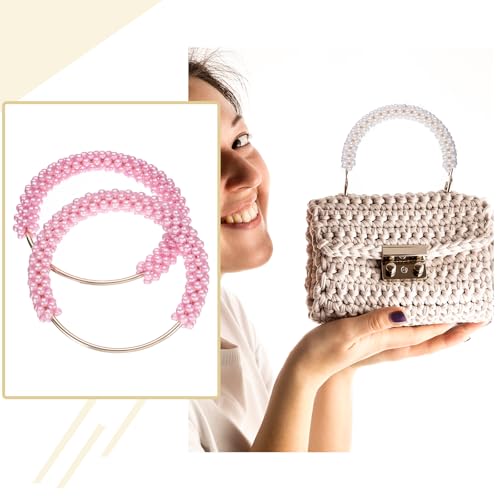 Poignées de rechange pour sac à main avec perles roses robustes uxcell - 6