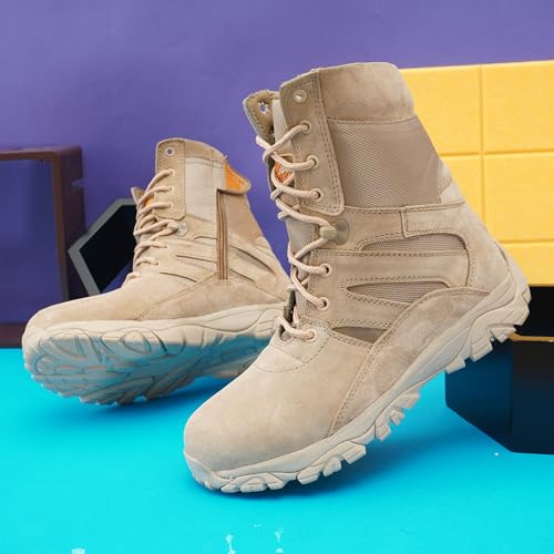 Image of Rapid Response Army & Tactical Boot for Men | Side Zip Genuine Leather Lightweight Combat Military Boots | Anti-Skid Outsole | Breathable & Durable