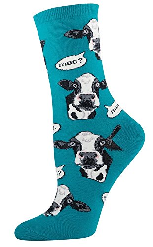 Socksmith Ladies Cow-Versation Sock, Emerald, 44085