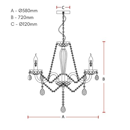AVANT 785050072 Lustre Baronesa, Vidro, Tr, 5 X E14. Can, Cromo