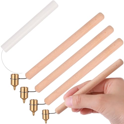 Sinload 3 Pcs 0.3 mm 0.4mm 0.6mm Hot Wax Pen Medium Brass Tip Wooden Handle Painting Ruling Pen Ukrainian Easter Egg Decorating Kit Candle Painting Supplies