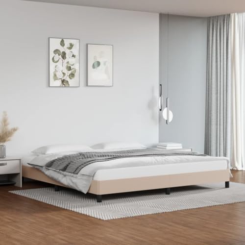 vidaXL Estructura de Cama Mueble Acolchado Dormitorio Tapizada Habitación Base Individual Descanso Hogar Casa de Cuero Sintético Capuchino 200x200 cm