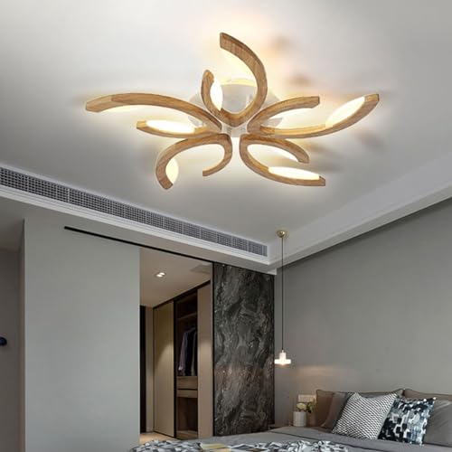 Plafonnier LED bois en fleur pour illuminer chaleureusement votre salon moderne