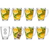 com-four® 8x Teeglas aus gehärtetem Glas - 400ml hitzebeständige Kaffeetassen - Große Trinkgläser mit Henkel für Tee, Kakao, Kaffee und Cappuccino (08 Stück - 400ml)