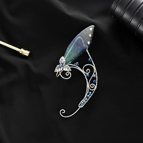 FRESHME Fairy Dragonfly Ear Cuffs - Handmade Elf Ear Clip Wrap Around Earring No Piercing For Women Renaissance Cosplay3