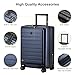 LEVEL8 Carry On Luggage with Compartment, 20 Inch Lightweight Hard Shell Rolling Suitcase with Wheels Airline Approved, Checked Luggage with Front Pocket, Double Tsa Locks - Navy Blue