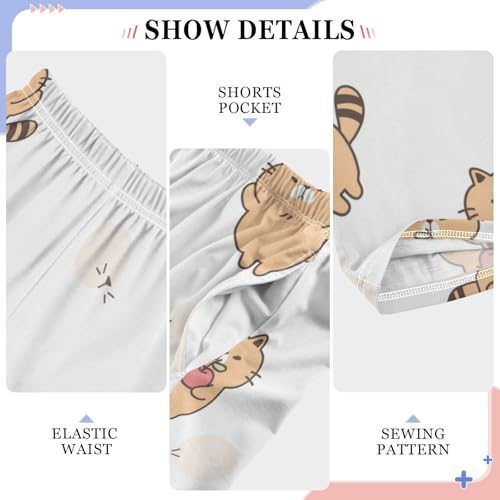 Cute Cartoon Cat Boys Pants Boys Athletic Pants Long Pant for Boywith Pockets Wide-Leg Size 6-14Y4