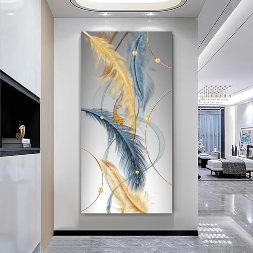Peinture de plumes abstraites 60x120 : habillez vos murs vides avec style