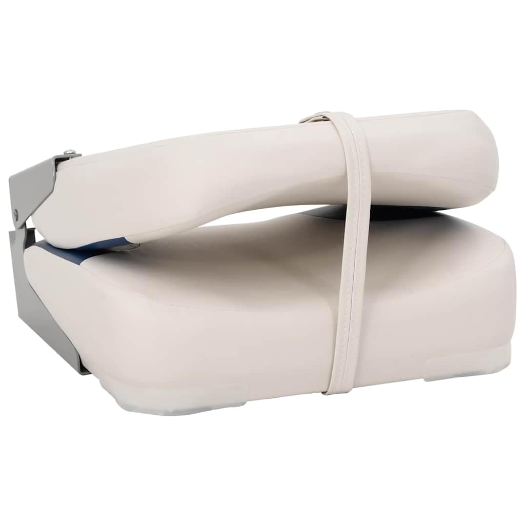 vidaXL Asiento Plegable para Barco 1 Juego con cojín Blanco y Azul, Silla de Barco, Asiento de Barco de capitán, Silla de Barco Plegable