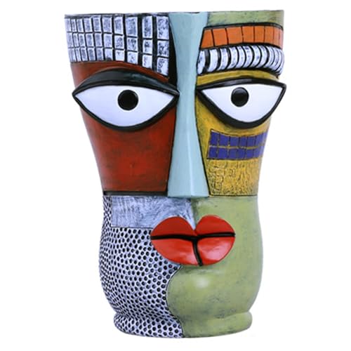 Jardinière de visage avec drainage pot de tête cubiste abstrait pour plante grasse intérieure - 3