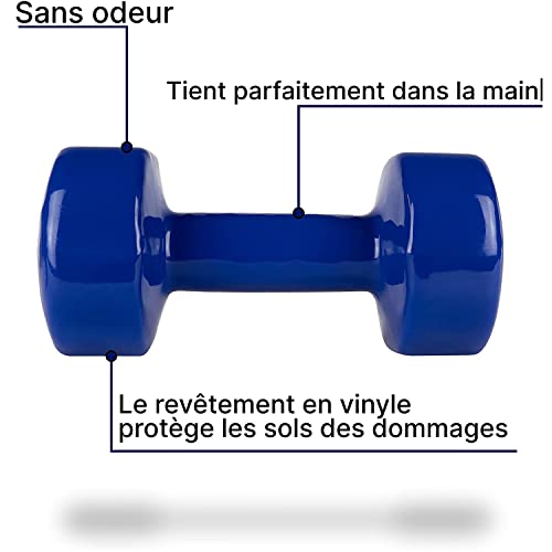 POWRX haltères en Vinyle 14 kg (2 x 7 kg Bleu foncé) – Image 4