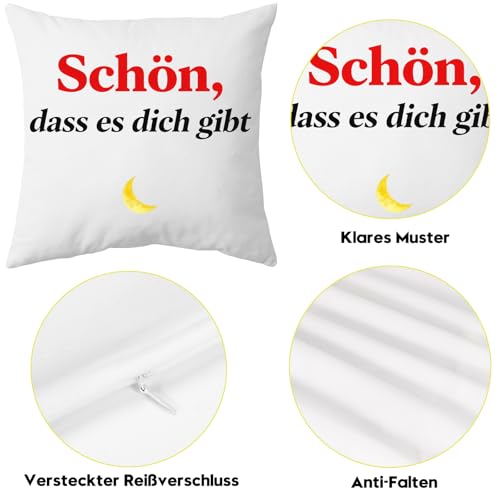 trabag Kissenbezug Gastgeschenk schön das du da bist,Geschenk für Frau,Geburtstagsgeschenk für Mama,Dekorative Sofakissen Quadratische Dekokissen für Wohnzimmer und Schlafzimmer