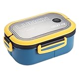 MonoSora Lonchera de 3 compartimentos con sello a prueba de fugas, apta para microondas y lavavajillas, contenedor portátil de polipropileno y silicona para oficina, viajes, coche, color verde y azul