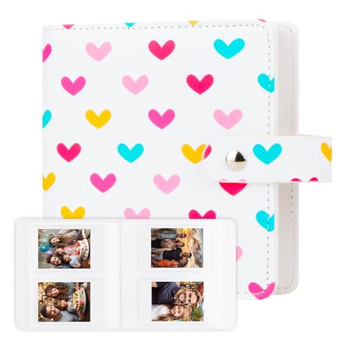 112 Pockets Photo Album for Fujifilm Instax Mini Camera, Small Album for Polaroid 2x3 Films, Leather Cover, 2x3 Photo Album for Instax Mini 12 11 9 40 90 8 7 Evo LiPlay Instant Camera (White)