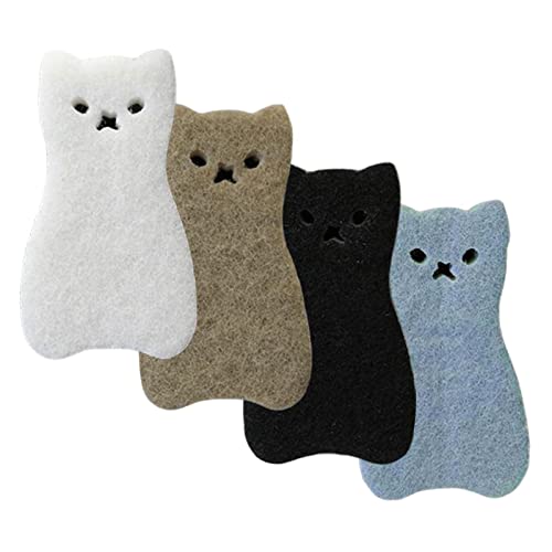 Eayoly Küchenschwamm in Katzenform | Cartoon Schrubbschwämme Küche Langlebig Geschirrwäscher - Kratzfestes Geschirrspülpad, Küchenwäscher, Scheuerschwamm-Set für Geschirr, Töpfe, Pfannen