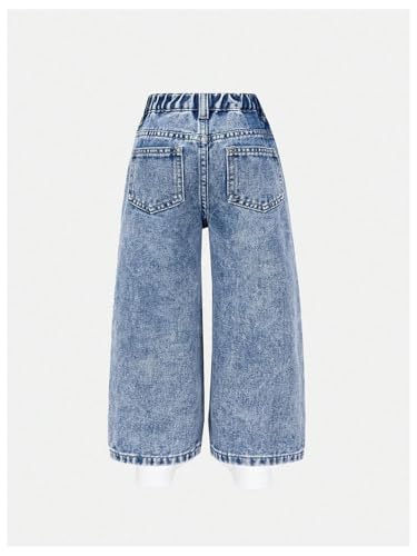 WDIRARA Toddler Girl's Cute Bow Graphic Baggy Jeans Elastic High Waist Wide Leg Denim Pants2