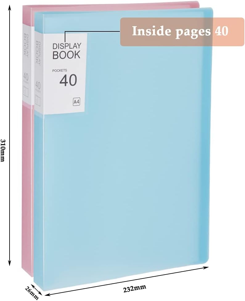 YOTIN Display Book A4, 5 Pcs A4 Display Folders 40 Clear Pockets