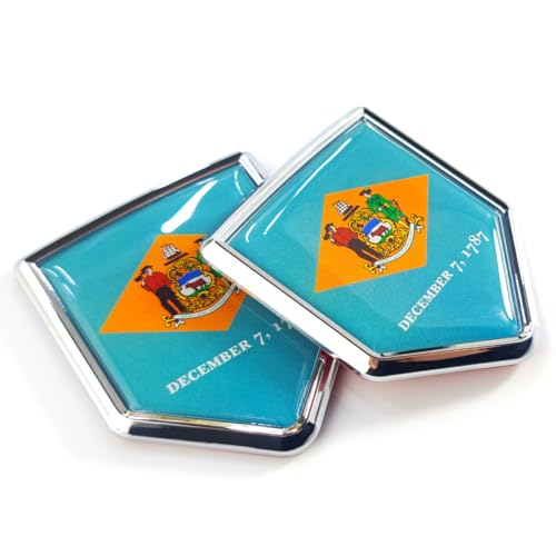 Image of Newperlite Delaware Flag Decal Sticker Car Emblem Delaware Flag Car Decoration Accessories Chrome Shield for Truck Vehicles Cars, 2 Pack