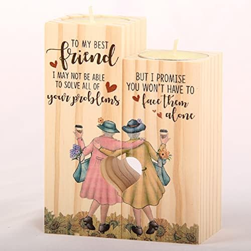Wooden candlestick holders,Heart shaped natural wooden craft,Romantic birthday gifts for friend(To My friend)