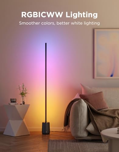 Image of Govee Floor Lamp 3 Lite, Smart RGBIC LED Corner Lamp Compatible with Alexa, SmartThings, Matter, 1400lm Dimmable Color Changing Tall Standing Light with Music Sync for Living Room Bedroom Gaming Room