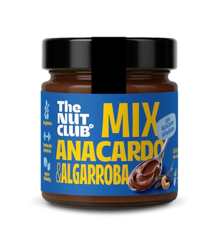 Crema de anacardo y algarroba 200g | The Nut Club | Sin leche ni cacau, ni avellanas ni azúcar | Sin gluten y vegana | Crema untable con sabor chocolate | Sin cacahuete |