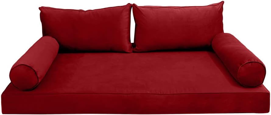 Prolinemax Style V2 Full Size Velvet Pipe Trim Indoor Daybed Bolster Pillow Cushion Mattress Fitted Sheet |Cover ONLY| AD369