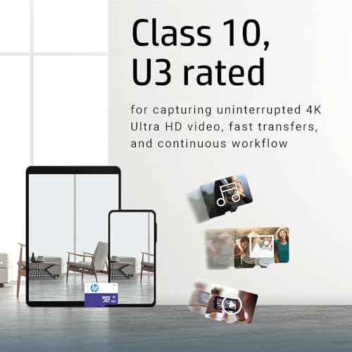 Image of HP mx330 256GB Class 10 U3 V30 A1 microSD Flash Memory Card for Expanded On-Board Memory - 100MB /s, 4K Ultra HD, UHS-I, Micro SD