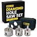 DRILAX 3 Pcs Diamond Drill Bit Set Extra Tall 1-1/2", 1-3/4", 2" for Ceramic Porcelain Tile, Granite Quartz Countertop Hole Saws Shower, Faucet Drilling Tool 3 Pack