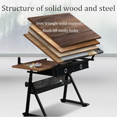 Drawing Table Drafting Table Craft Station Drawing Table, Tilt Table Top, Height/Tilt Adjustable, 2 Storage Drawers for Writing Art Craft Workstation(