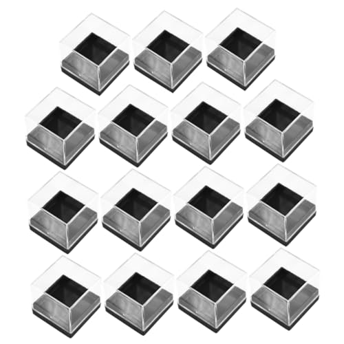 FUNOMOCYA Stable Plastic Gem Display Cases 15pcs Square Container for Mineral Specimens