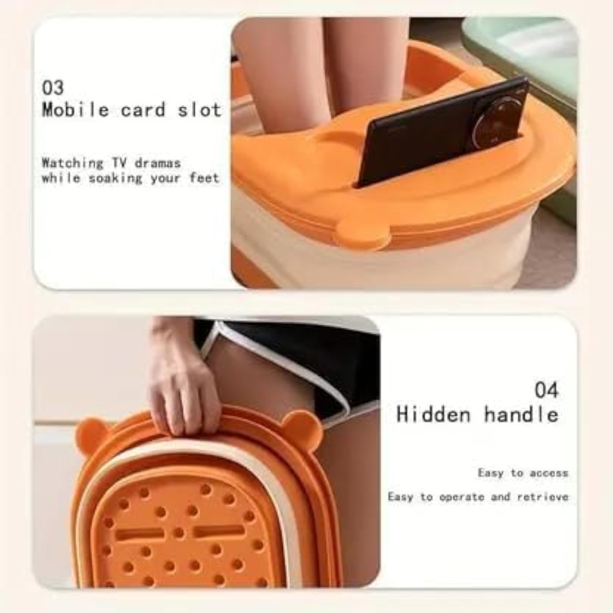Collapsible Foot Bath Basin with Massage Acupoint